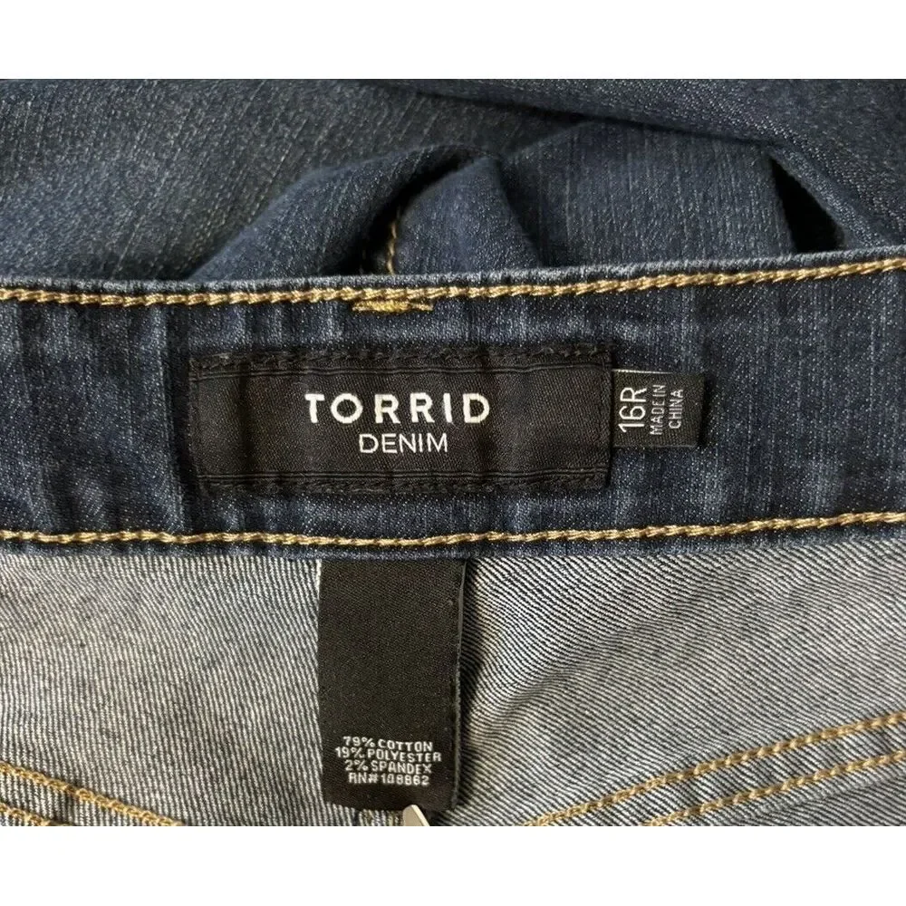 Torrid Women's Jeans Sz 16R Straight Fit Medium Wash Mid‎ Rise